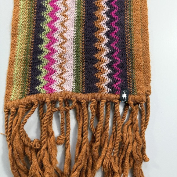 SmartWool Scarf Womens One Size Multicolor Knit Fringe Geometric Long Winter - Picture 6 of 9